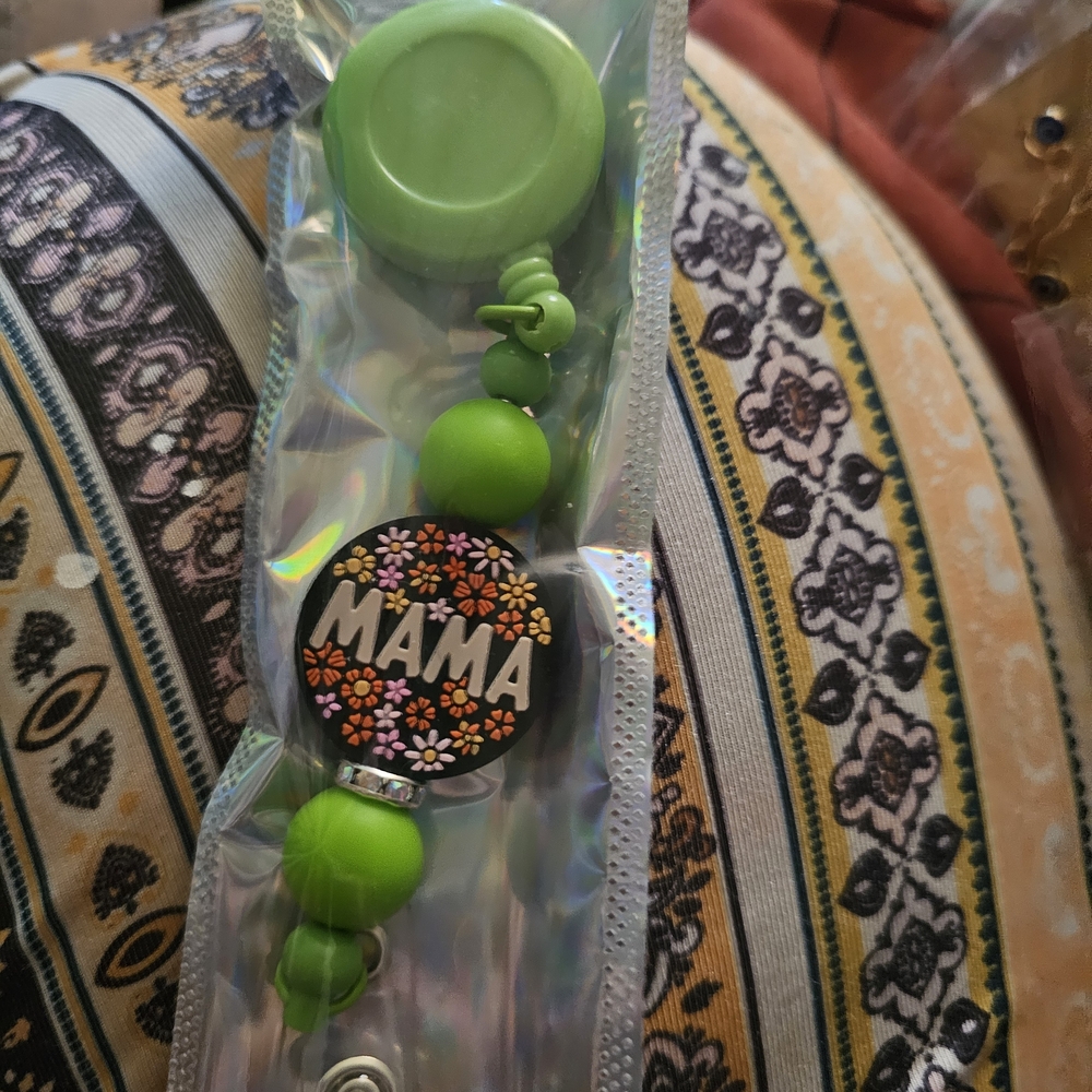 Green Beaded Key Holder